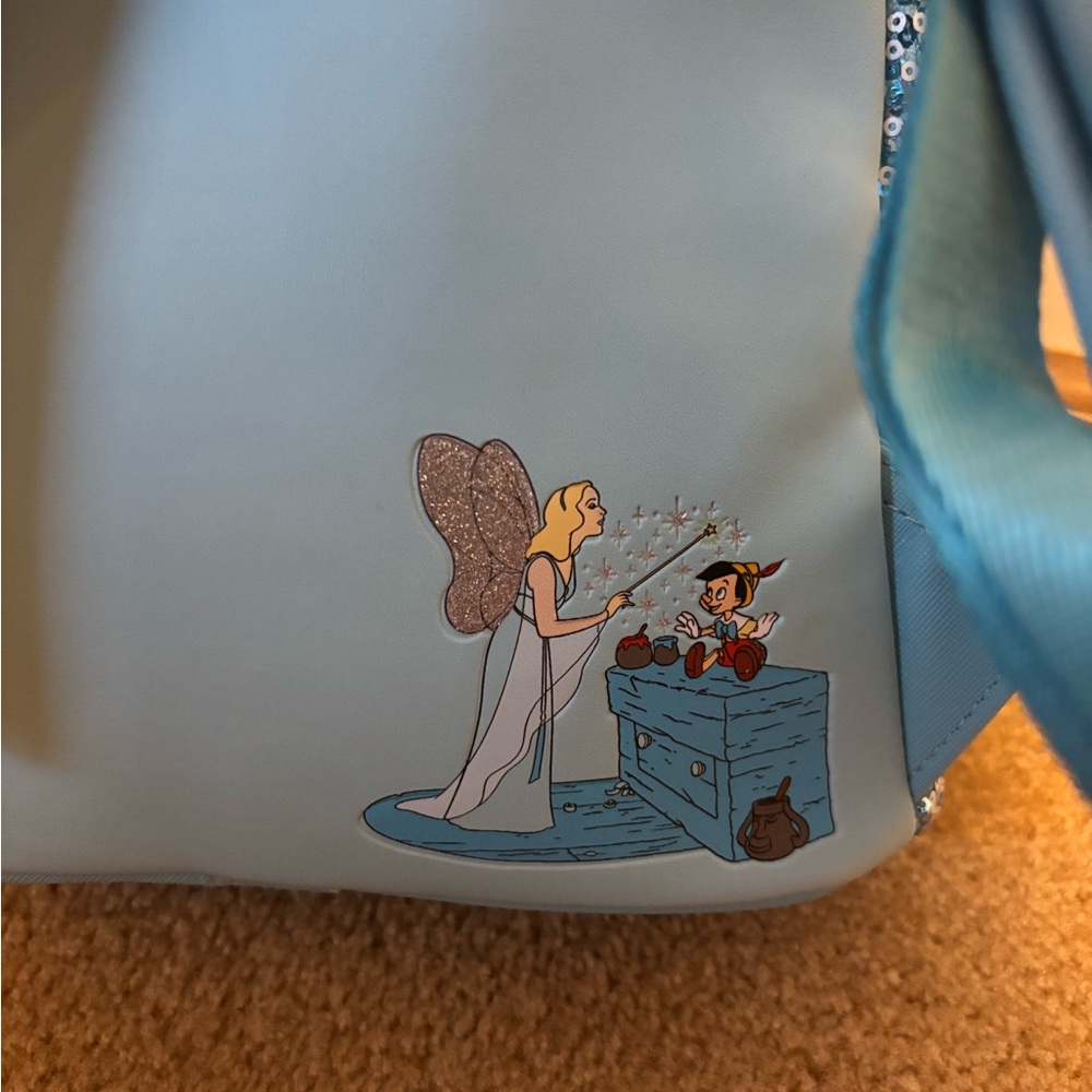 Loungefly Disney Sequin Sparkle Light Up Pinocchio Fairy Mini Backpack - Picture 12 of 14